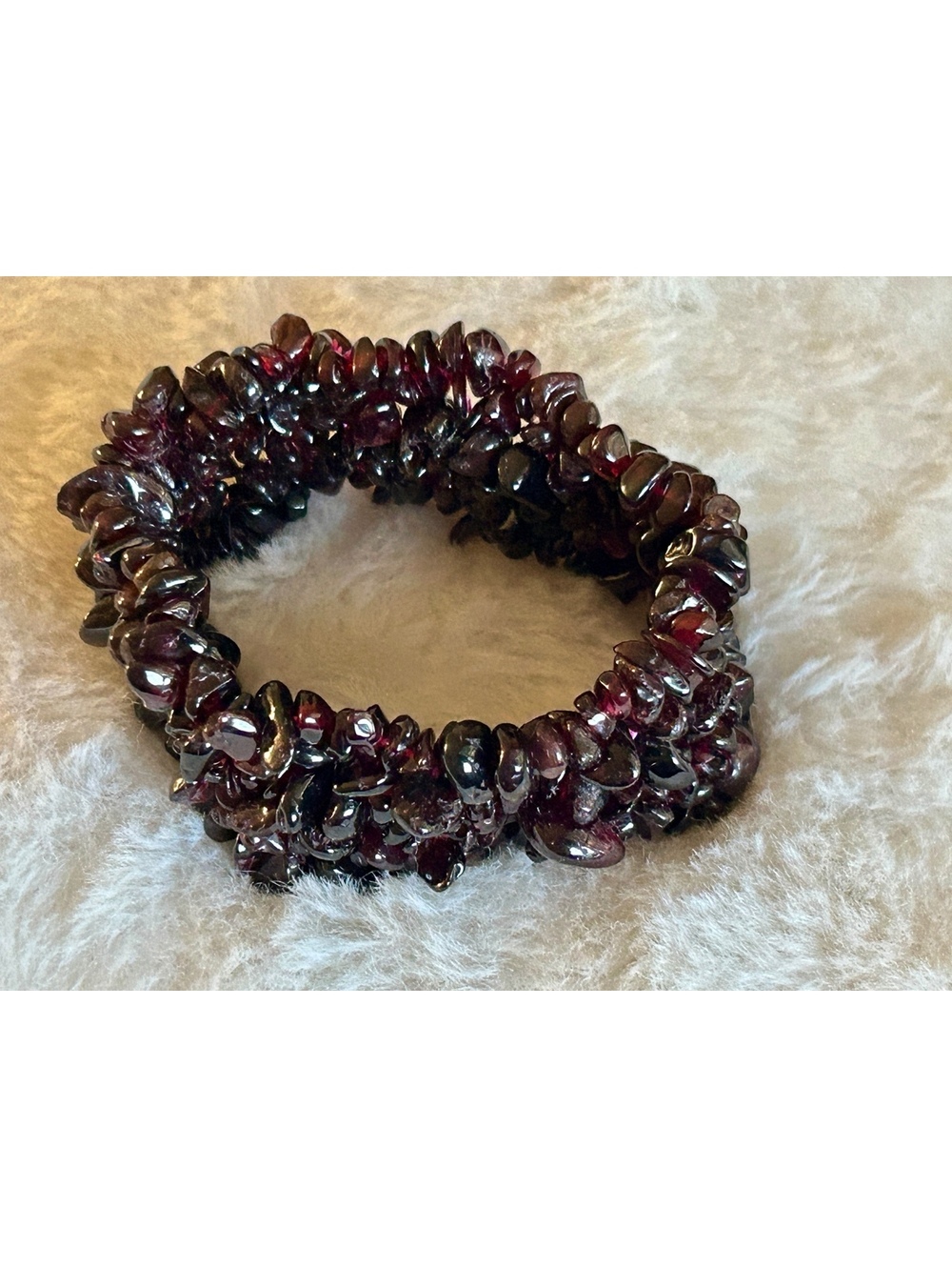Dark Red Garnet Chip Stretch Bracelet